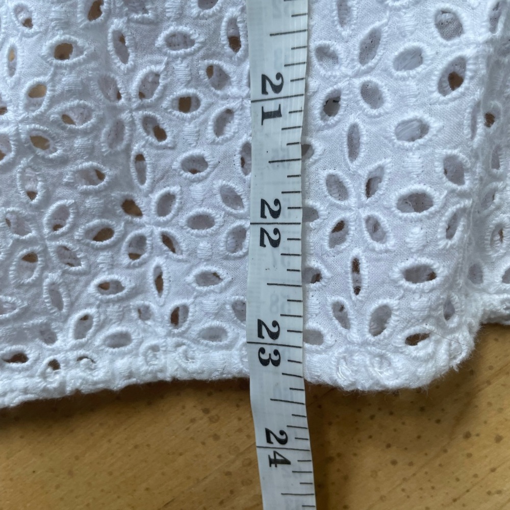J. Crew V-Back Puff-Sleeve Eyelet Top - White - Size 14 Womens EUC - Picture 15 of 15